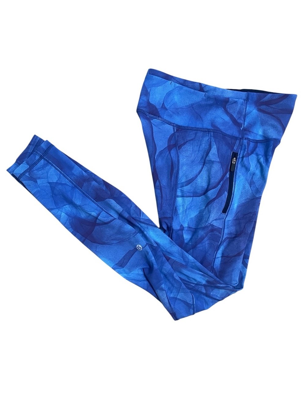 Lululemon leggings blue pattern Size 4 zippered pockets